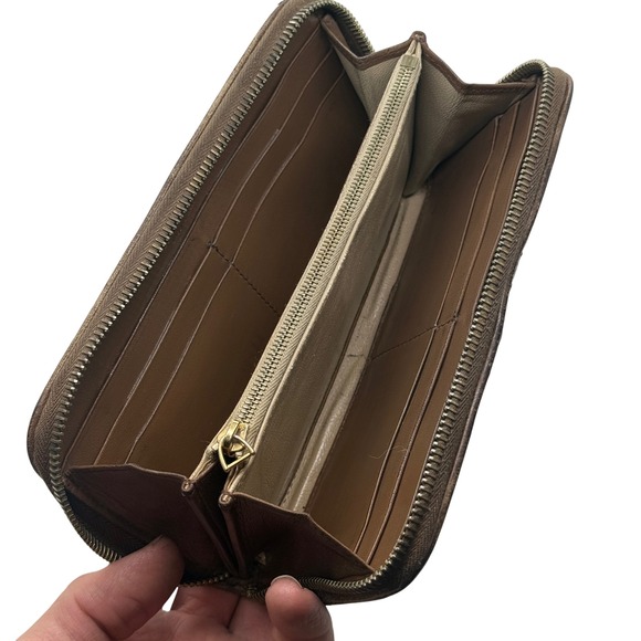 Bottega Veneta Intrecciato Woven Leather Zip Around Wallet Brown Made in Italy - Picture 8 of 10